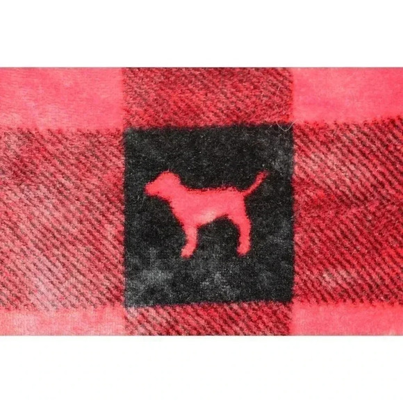 Women's Pink-Victoria's Secret Robe-Plush Velour-Red & Black-S/SP-Puppies - Picture 8 of 8